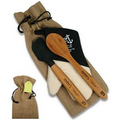 Oven Mitt, Spatula & Spoon Bamboo Jute Bag Gift Set